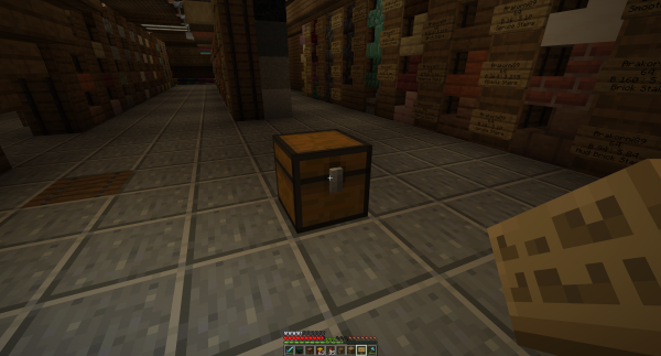 Screenshot of a chest placed in the middle of Aramega as an example of where you can potentially place a storage container.